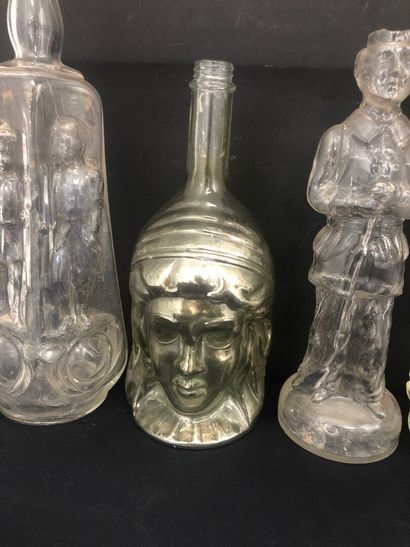 LOT de 4 carafes publicitaires en verre sur...
