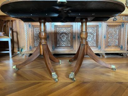 Chippendale-style mahogany dining table on...