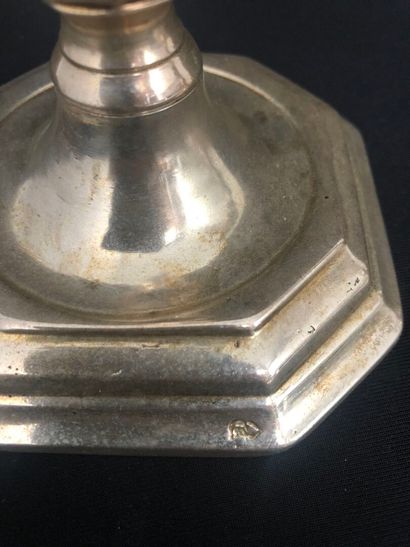 PAIR OF CANDLES in silver-plated bronze,...