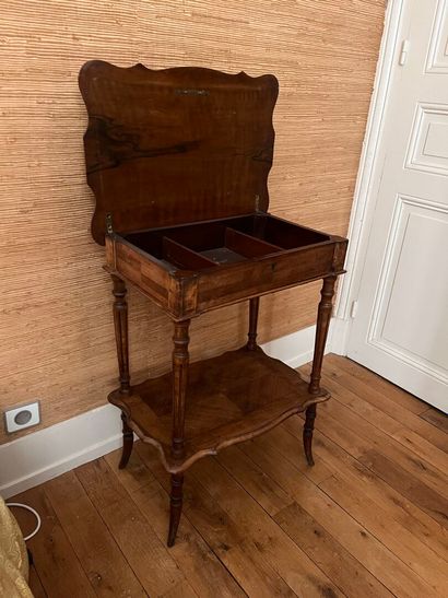 Bedside table opening to reveal 3 compartments,...