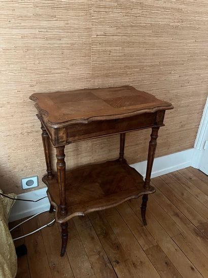 Bedside table opening to reveal 3 compartments,...