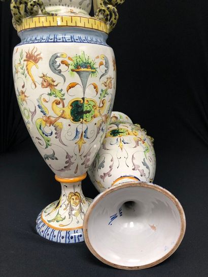 Pair of baluster-shaped earthenware vases...