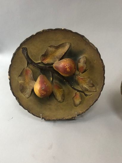 LOT of two plates with fruit decorations...