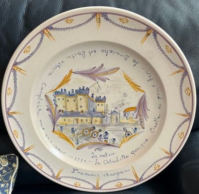 Earthenware plate, French Revolution theme.
As...