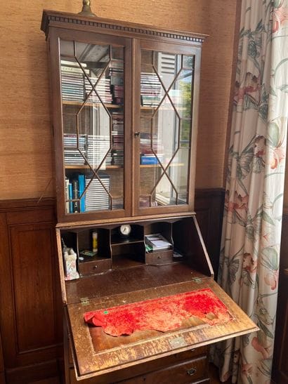 Mahogany LIBRARY-SCRIBAN opening with three...