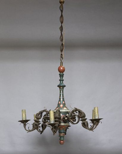 LUSTRE à six bras de lumière en métal et...