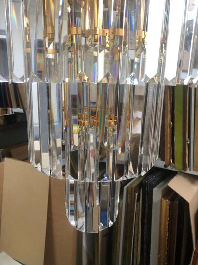 Gilded metal and glass trihedral LUSTRE in...