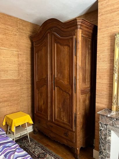 LARGE walnut cupboard opening with two doors...