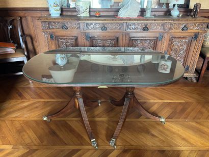 Chippendale-style mahogany dining table on...