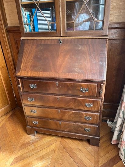 Mahogany LIBRARY-SCRIBAN opening with three...