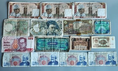 Lot of 25 banknotes in poor condition
Various...