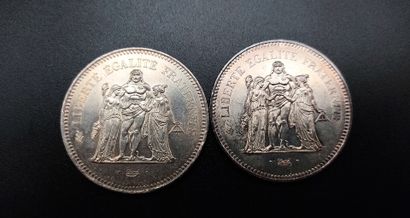 Two 50 franc silver Hercules coins
(1975...