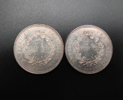 Two 50 franc silver Hercules coins
(1975...