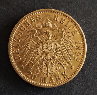 A 20 gold mark Wilhem II 1892 coin