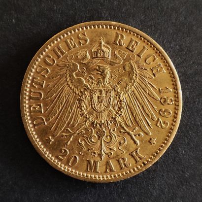 A 20 gold mark Wilhem II 1892 coin