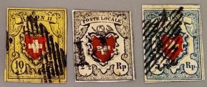 Switzerland N° 15+16+20 (signed Calves) cancelled...