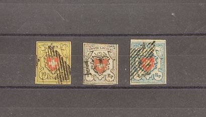 Switzerland N° 15+16+20 (signed Calves) cancelled...