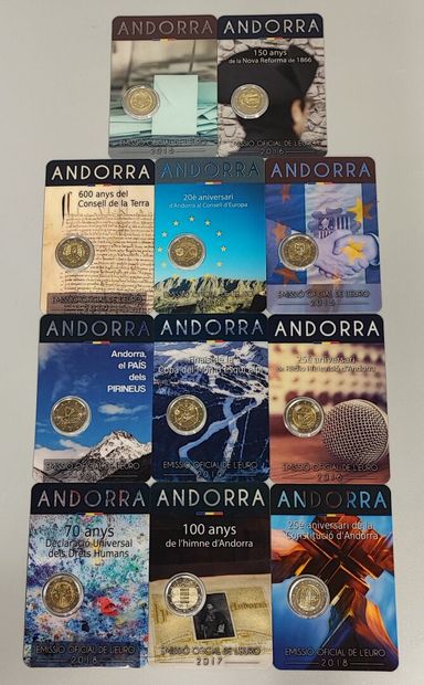 Andorra - 2 € - Set of 11 different Coincards...