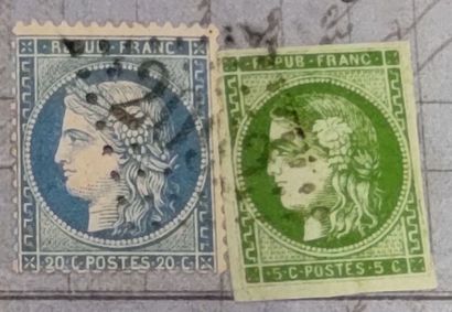 Stamps N° 37 + 42 B (scissors touching the...