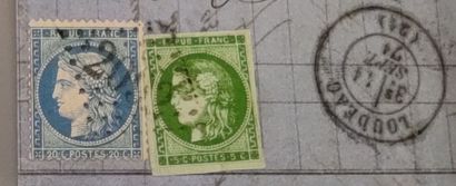 Stamps N° 37 + 42 B (scissors touching the...