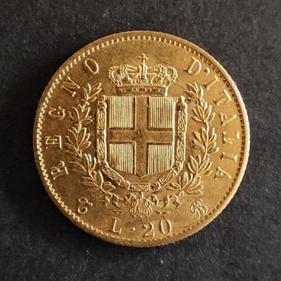 A 20 lire Vittorio Emanuele II 1865 gold...
