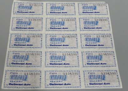 Set of 117 fuel rationing stamps
55 ten-liter...