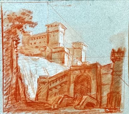 18th century French school
View of a citadel
Sanguine...