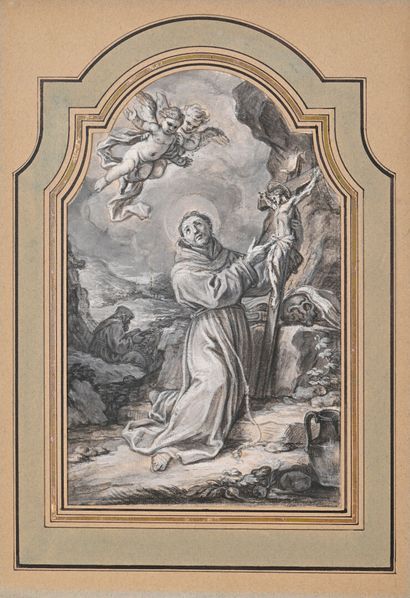 18th century Italian school 
Saint in ecstasy
Grisaille...