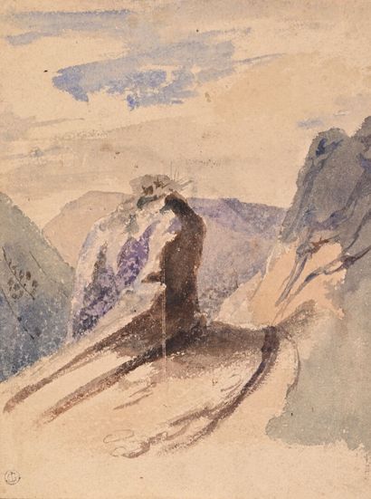 19th century French school
Mountain landscape
Watercolor...