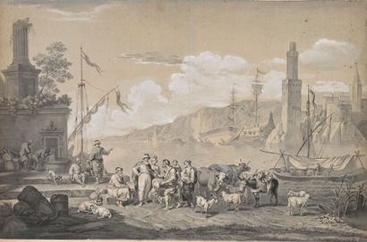 French school circa 1800
Scène de commerce...