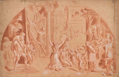17th century French school 
The Borgo Fire...