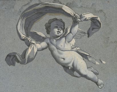 18th century Italian school 
Gliding putto
Oil...