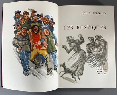 PERGAUD (Louis). 
Suite of six leather-bound...
