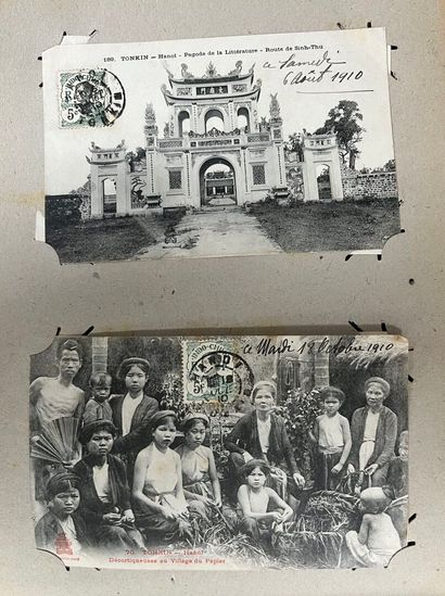 [Indochine]. ALBUM of postcards Tonkin, Indochina...