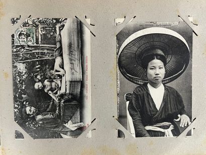 [Indochine]. ALBUM of postcards Tonkin, Indochina...