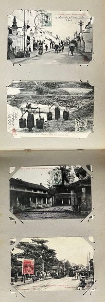 [Indochine]. ALBUM of postcards Tonkin, Indochina...