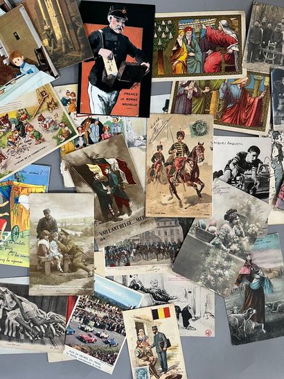 [Militaria]. LOT of fancy and military postcards...