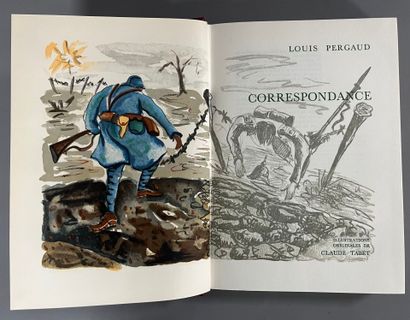 PERGAUD (Louis). 
Suite of six leather-bound...