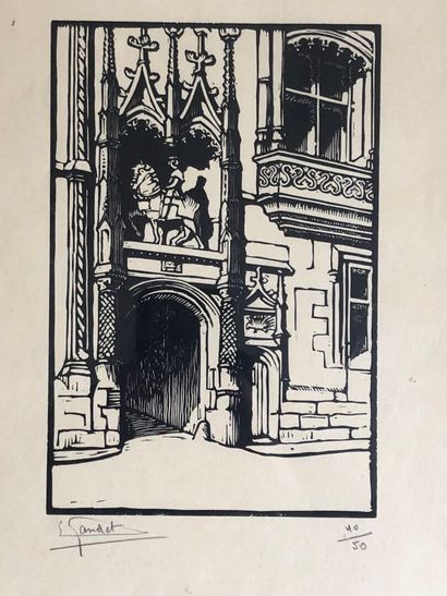 LOT de six lithographies encadrées et sous...