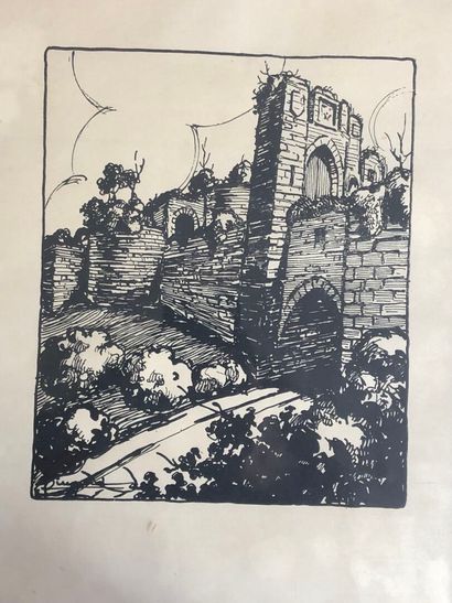 LOT de six lithographies encadrées et sous...