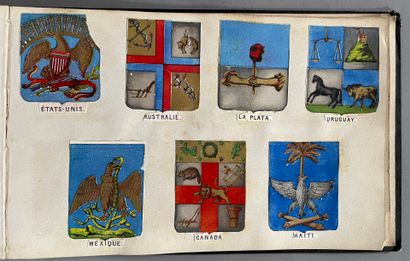 [Armoirie]. ALBUM avec des collages d'armoiries.
En...