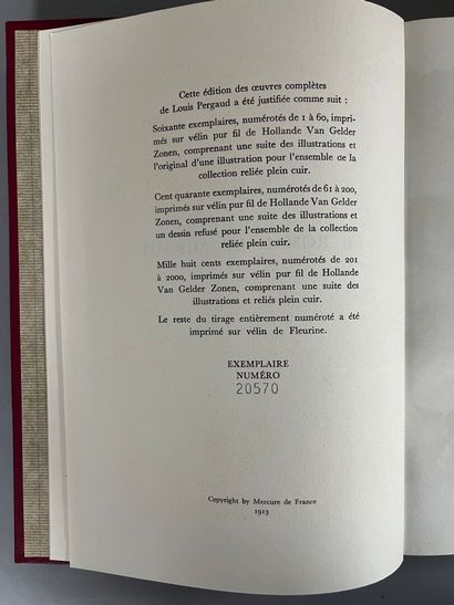 PERGAUD (Louis). 
Suite of six leather-bound...