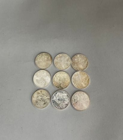 [Monnaie]. [France]. LOT de 9 pièces de 10€...
