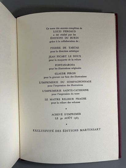 PERGAUD (Louis). 
Suite of six leather-bound...