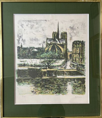 Arthur FILLON (1900-1974)
Bord de Seine.
Lithographie...