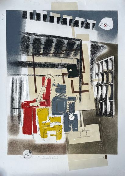 Felicia PACANOWSKA (1907-2002).
Intérieur.
Lithographie...