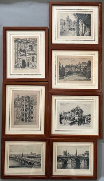 ROBIN : 
Lot de six gravures signées et certaines...