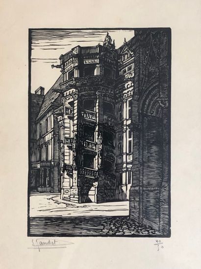 LOT de six lithographies encadrées et sous...