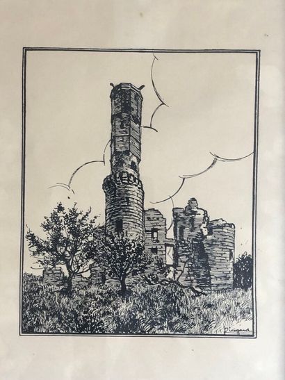 LOT de six lithographies encadrées et sous...