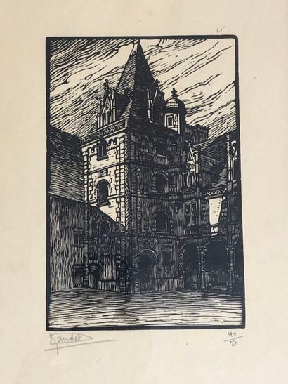 LOT de six lithographies encadrées et sous...
